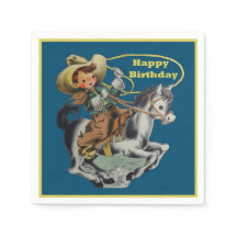 Vintage Western Cowboy Kid Horse Rope Aniversário