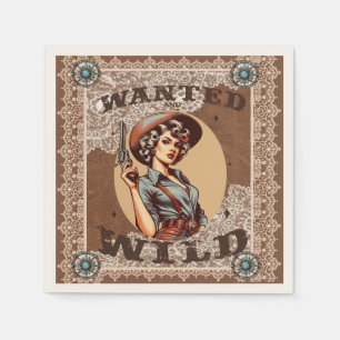 Guardanapo De Papel Vintage Western WQueria e Wild Cowgirl Cocktail