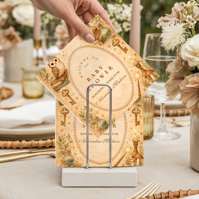 Guardanapo De Papel Vintage Wizard Magic Baby Shower (Criador carregado)