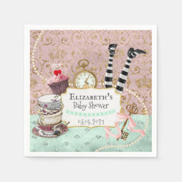 Guardanapo De Papel Vintage Wonderland Pink e Turquoise