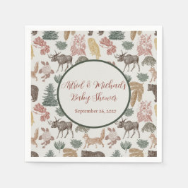 Guardanapo De Papel Vintage Woodland Animal Chá de fraldas-Raposa, Moo