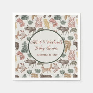 Guardanapo De Papel Vintage Woodland Animal Chá de fraldas-Raposa, Moo