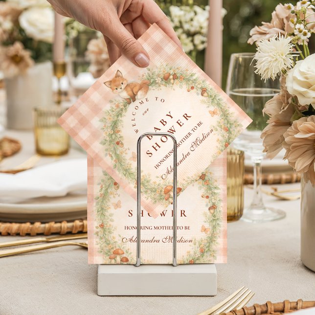 Guardanapo De Papel Vintage Woodland Fox Baby Shower (Criador carregado)