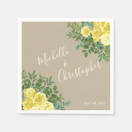 Guardanapo De Papel Vintage Yellow Rose Wedding