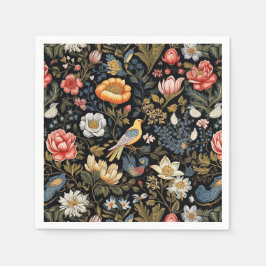 Guardanapo De Papel Vintagem de aves e flores amarelas do jardim enton