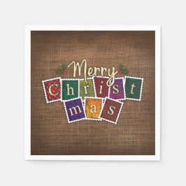 GUARDANAPO DE PAPEL VINTAGEM VELHA FASHIONA DE NATAL COM CARIMBOS DECO