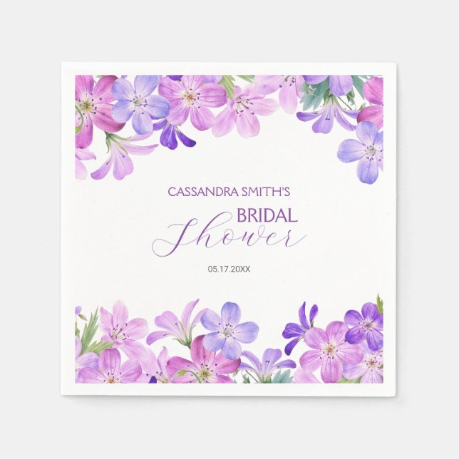 Guardanapo De Papel Violet Geranium Bridal Brunch Chuveiro  (Frente)