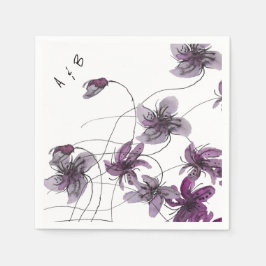 Guardanapo De Papel Violetas Selvagens Cintadas Pintadas Manualmente