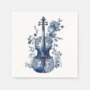 Guardanapo De Papel Violino do estilo Delft azul e branco com flores
