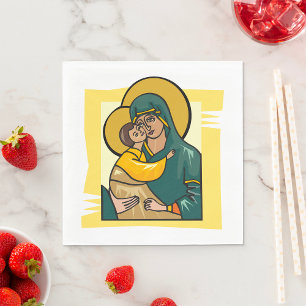 Guardanapo De Papel Virgem Bizantina Moderna Mary e Religião Infantil