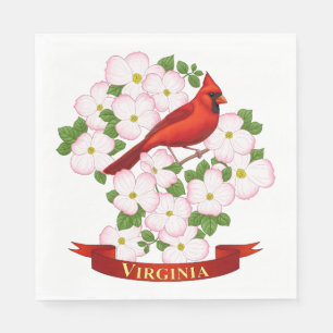 Guardanapo De Papel Virginia State Cardinal Bird e Dogwood Flower