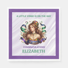 Guardanapo De Papel Virgo Zodiac Baby Shower Lavender and Green