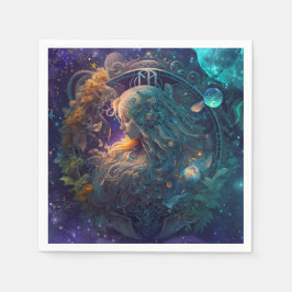 Guardanapo De Papel Virgo Zodiac - Símbolo Watercolor Design