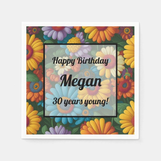 Guardanapo De Papel Visitas coloridas com estilo retrô 70s (Frente)