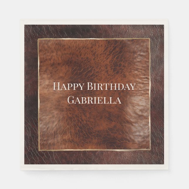 Guardanapo De Papel Visual de couro marrom escuro e quente ocidental (Frente)