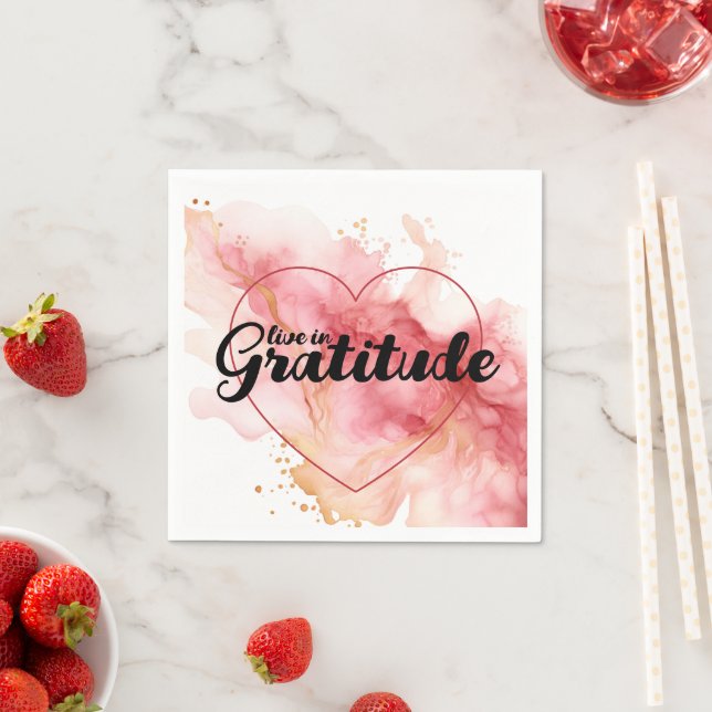 Guardanapo De Papel Viva com Gratidão Tinta Rosa (Insitu)