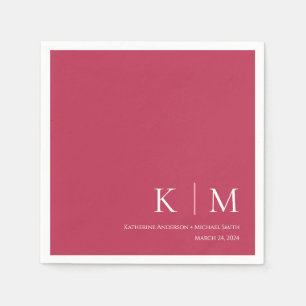 Guardanapo De Papel Viva Magenta e Casamento Branco-