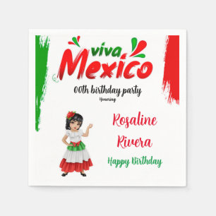 Guardanapo De Papel Viva Mexico Girl 00th Festa de aniversário