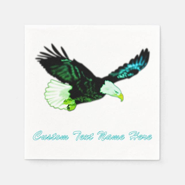 Guardanapo De Papel Voando no American Bald Eagle Napkins Texto Person (Frente)