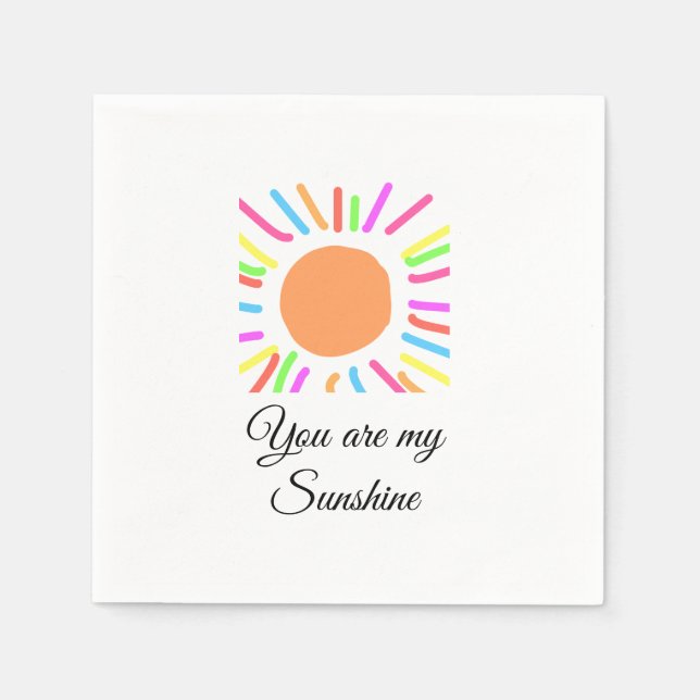 Guardanapo De Papel você é meu raio solar amarelo alaranjado raios sol (Frente)