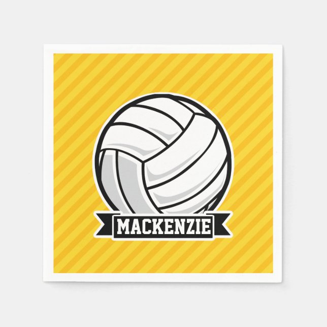 Guardanapo De Papel Voleibol em tiras amarelas (Frente)