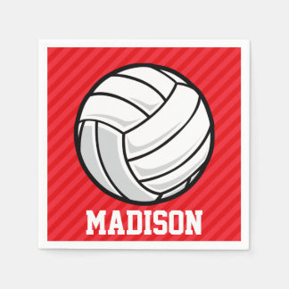 Guardanapo De Papel Voleibol; Escarlate Red Stripes