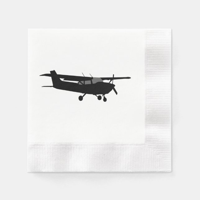 Guardanapo De Papel Voo Clássico de Silhueta Preta de Cessna (Frente)