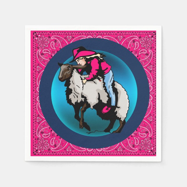 Guardanapo De Papel Vovó do Partido Ocidental Mutton Bustin'Pink Banda (Frente)