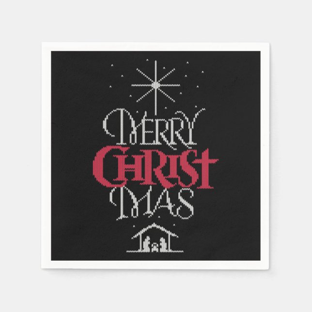 Guardanapo De Papel Vovó Knit Religioso Feio Doce de Natal Feliz (Frente)