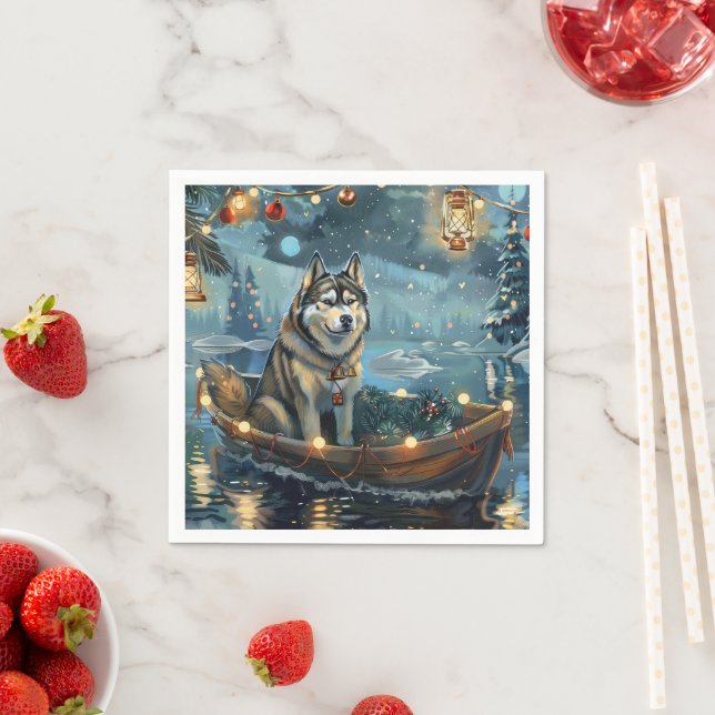 Guardanapo De Papel Voyage festiva de Natal Malamute no Alasca (Insitu)