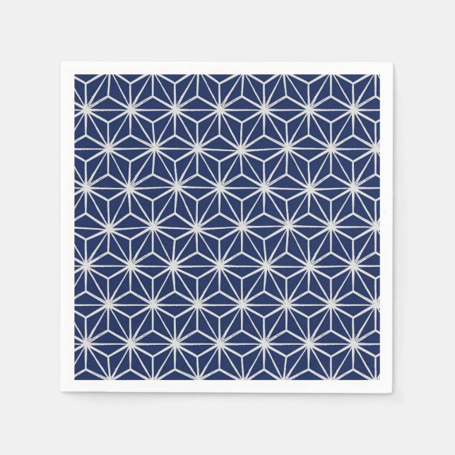 Guardanapo De Papel Wagara asanoha geométrico azul (Frente)