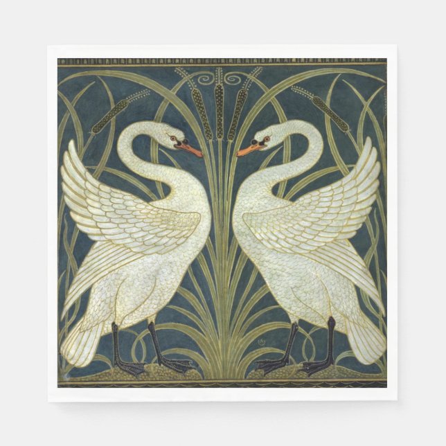 Guardanapo De Papel Walter Crane Swan & Rush and Iris Victorian  (Frente)