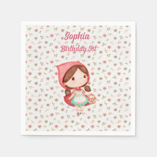 Guardanapo De Papel  waltercolor little red riding hood floral wrappin