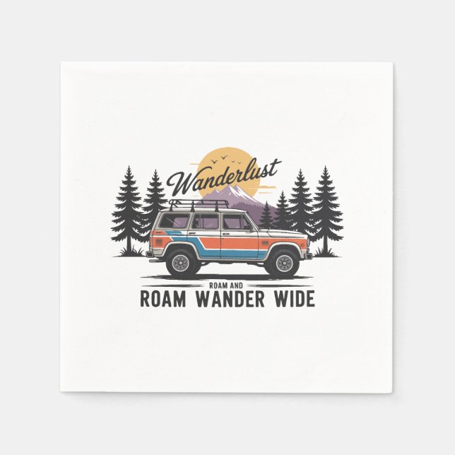 Guardanapo De Papel Wanderlust Camper - Roam e Roam Wander Wide (Frente)