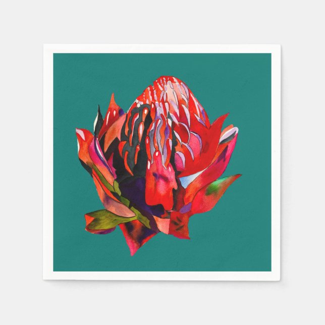 Guardanapo De Papel Waratah, cor-de-água natural da Austrália (Frente)