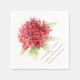 Guardanapo de papel waratah vermelho casado