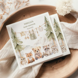 Guardanapo De Papel Warm Beige Woodland Adventure Awaits Baby Shower