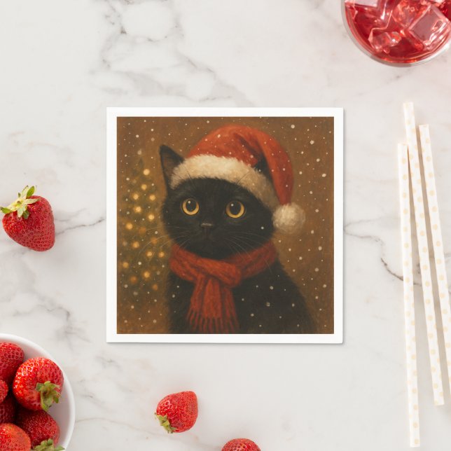 Guardanapo De Papel Warm Christmas Cat Paper Napkins (Insitu)