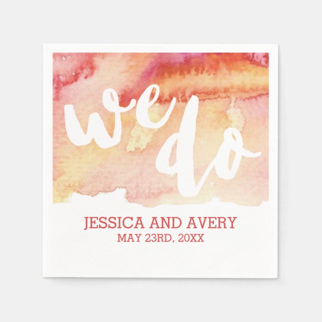 Guardanapo De Papel Warm Romance Watercolor Wedding (Frente)