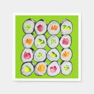 Guardanapo De Papel Wasabi de aquarela de Sushi Time