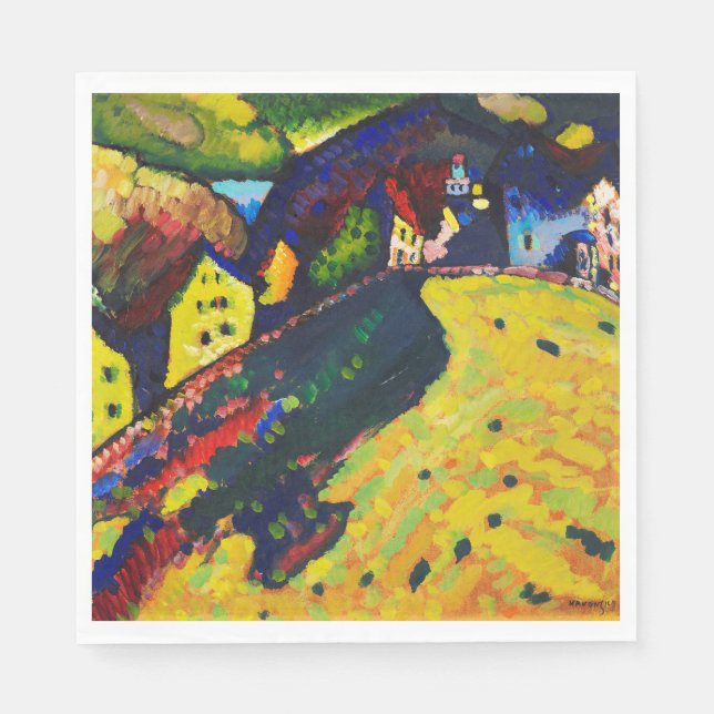 Guardanapo De Papel Wassily Kandinsky. Casas em Murnau. Expressionismo (Frente)
