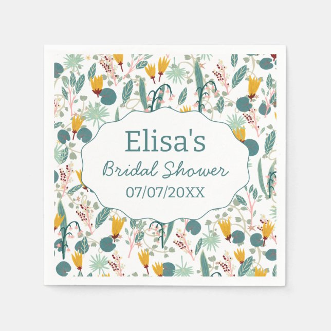 Guardanapo De Papel Water Garden Floral Bridal Shower Cute CUSTOM (Frente)