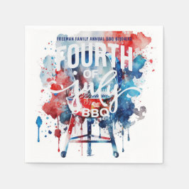 Guardanapo De Papel Watercolor 4º de julho Parte de Cookout de Barbecu