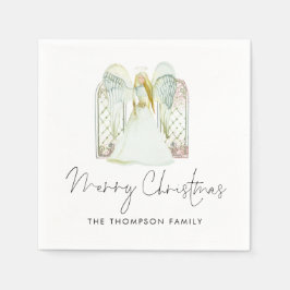 Guardanapo De Papel Watercolor Angel Merry Christmas Script