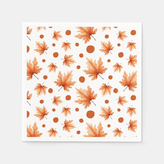 Guardanapo De Papel Watercolor Autumn Leaves Fall Foliage Thanksgiving (Frente)