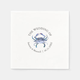 Guardanapo De Papel Watercolor Blue Crab Beach Wedding Cocktail Napkin