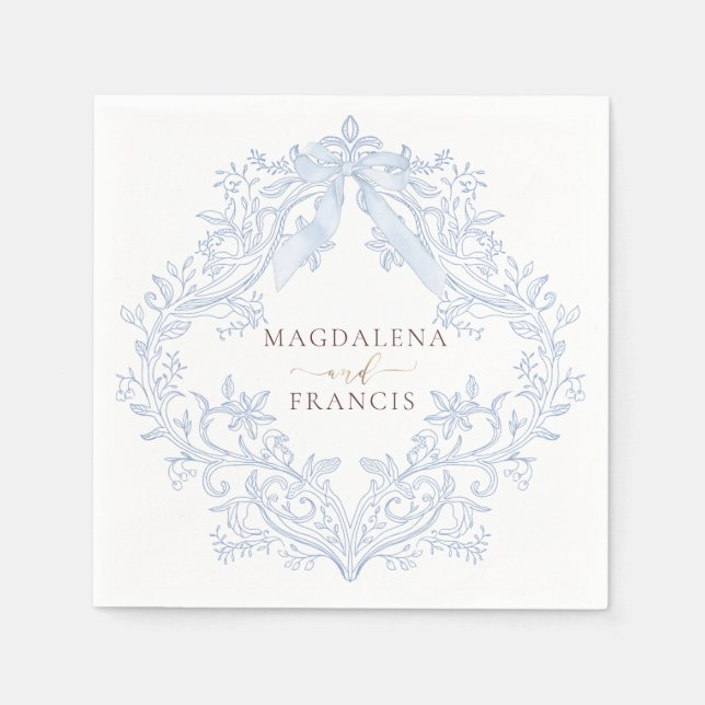 Guardanapo De Papel  watercolor blue crest wedding (Frente)