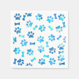 Guardanapo De Papel Watercolor Blue Paw Imprime Aniversário