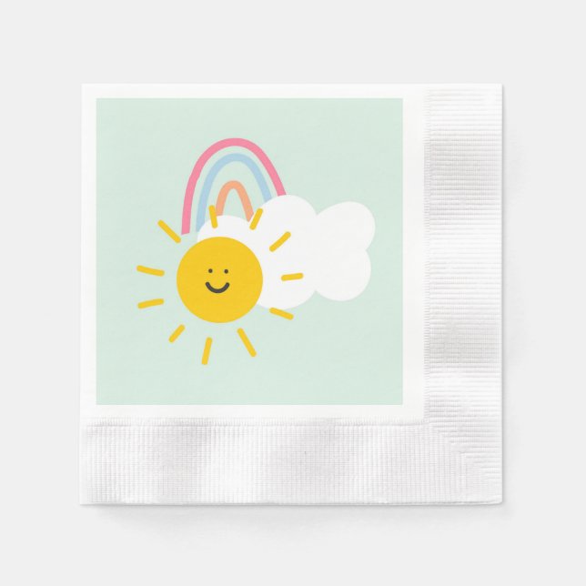 Guardanapo De Papel Watercolor Boho Rainbow e Sun (Frente)