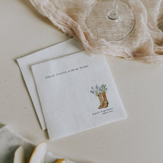 Guardanapo De Papel Watercolor Boots Bridal Shower Napkin